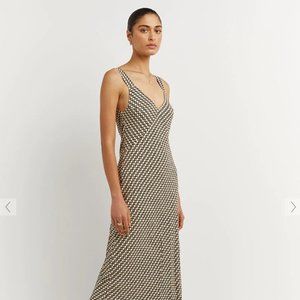 Marlow Beige Geo Slip Midi Dress Size US 6